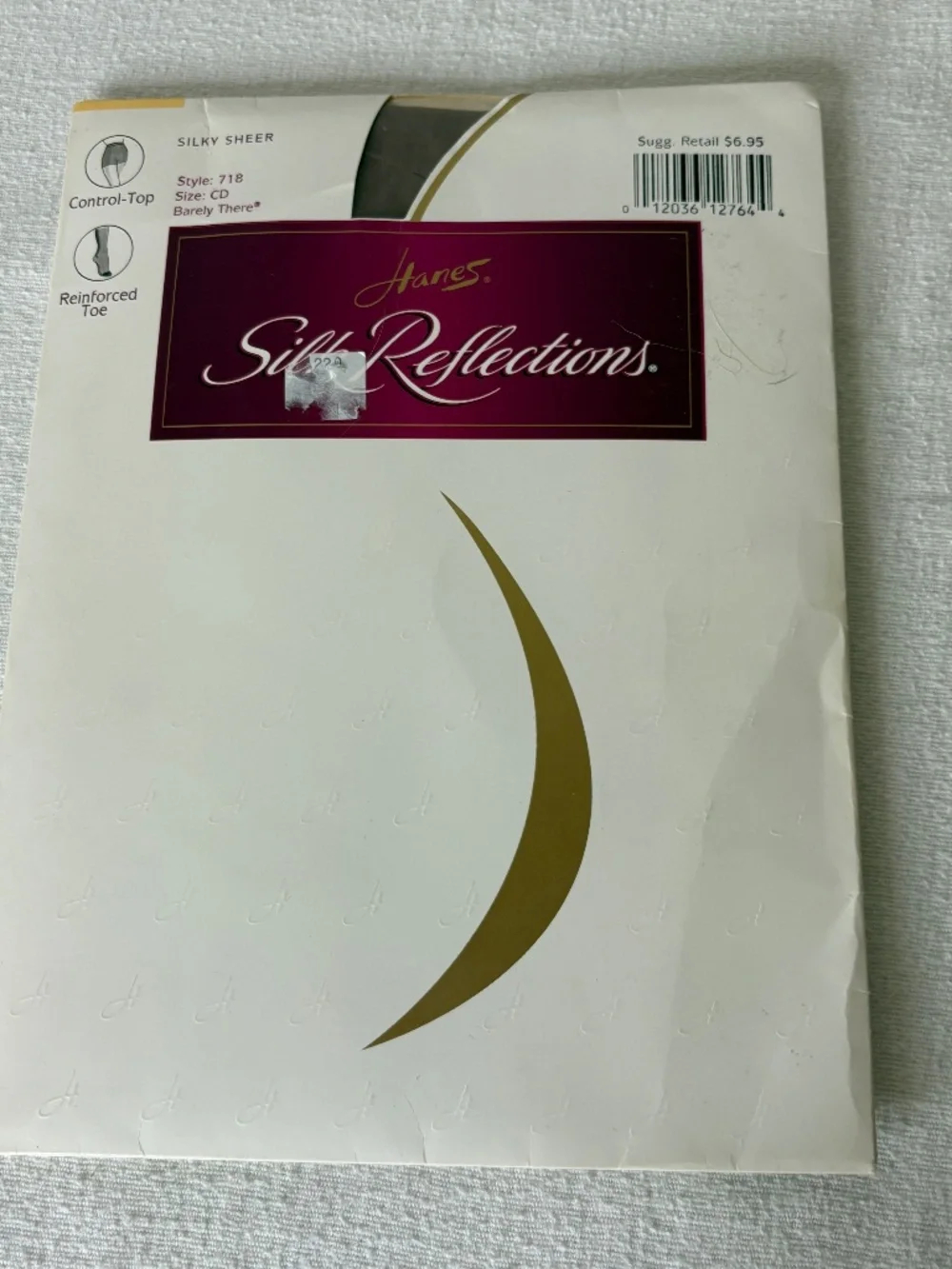 Vtg Hanes Silk Reflections ControlTop Pantyhose 718 ReinforceToe Barely There CD